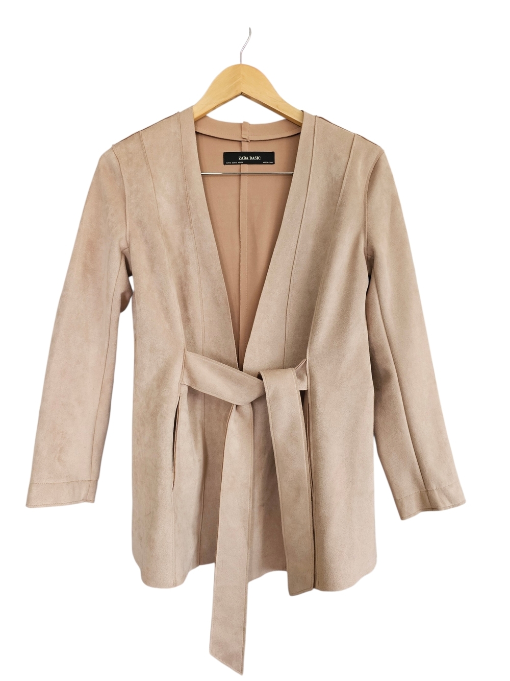 Zara Women's Beige Tie-Waist Coat